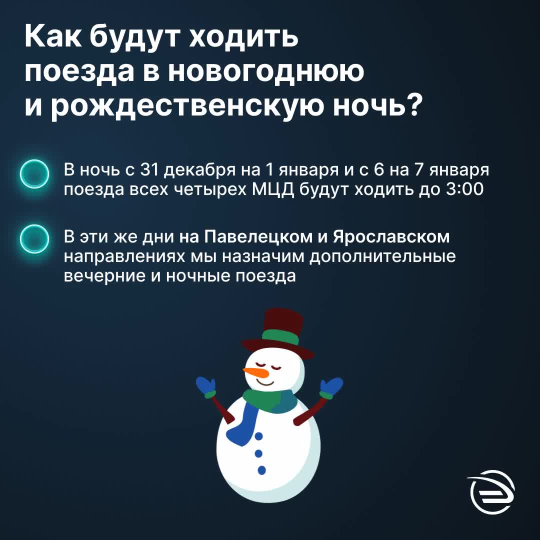 В ЦППК рассказали, как в Новый год будут работать поезда МЦД: до 03:00 в  Новогоднюю и Рождественскую ночь, Павелецкое направление, Ярославское  направление - 28 декабря 2023 - МСК1.ру