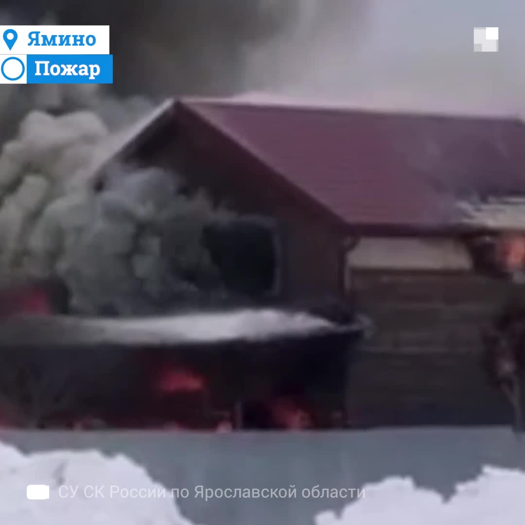 Пожар в деревне Ямино (Ярославская область): видео - 2 марта 2021 - 76.ру