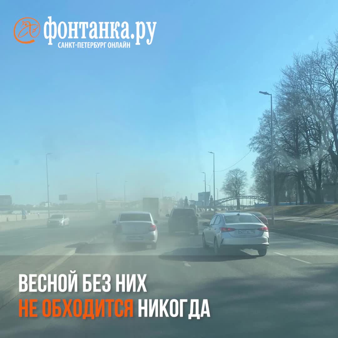 Пыль на улицах в Петербурге, видео - 11 апреля 2023 - ФОНТАНКА.ру